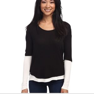 New THREE DOTS $92 L/S Layered Contrast Top - XL